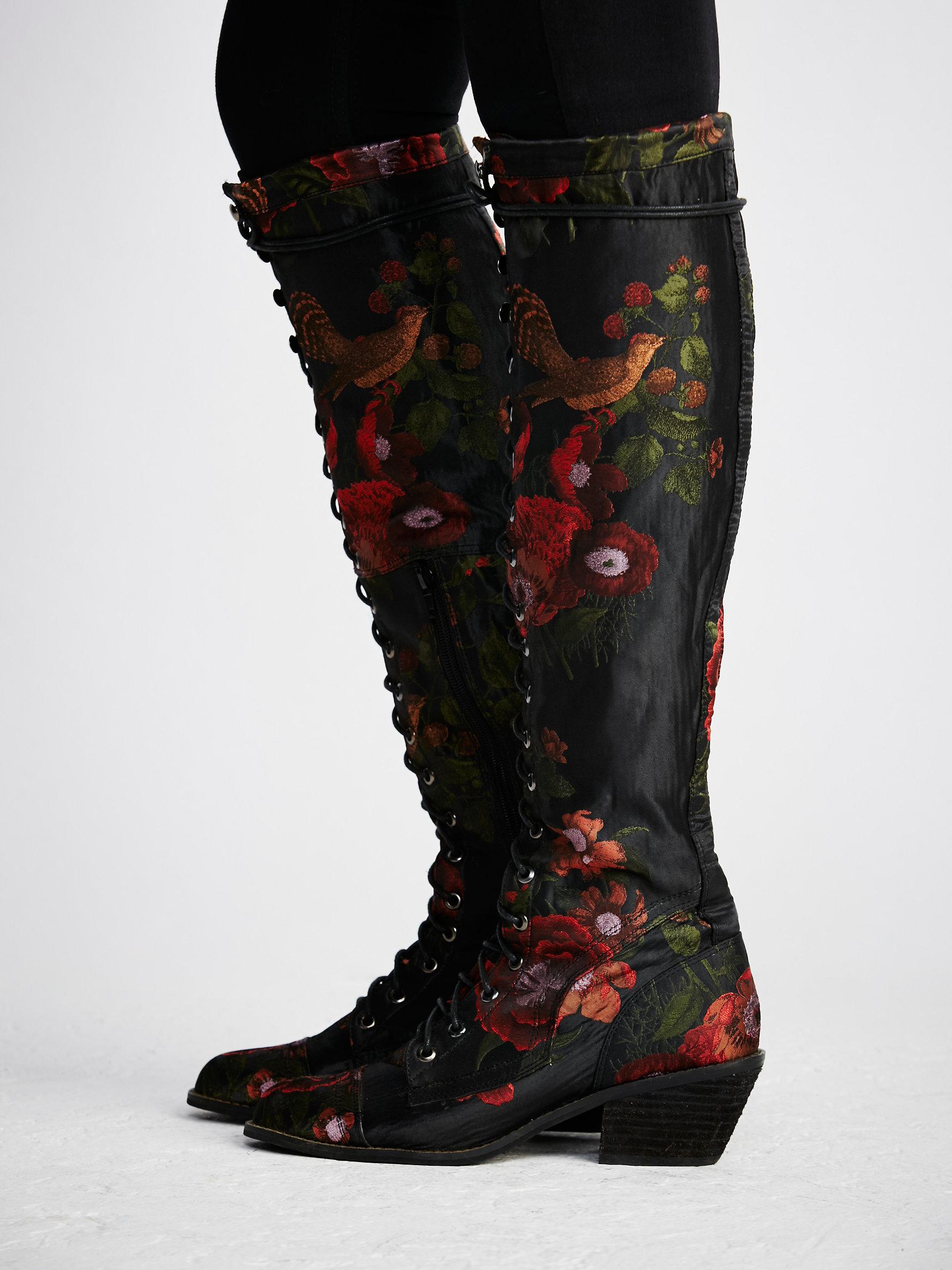 lace up floral boots